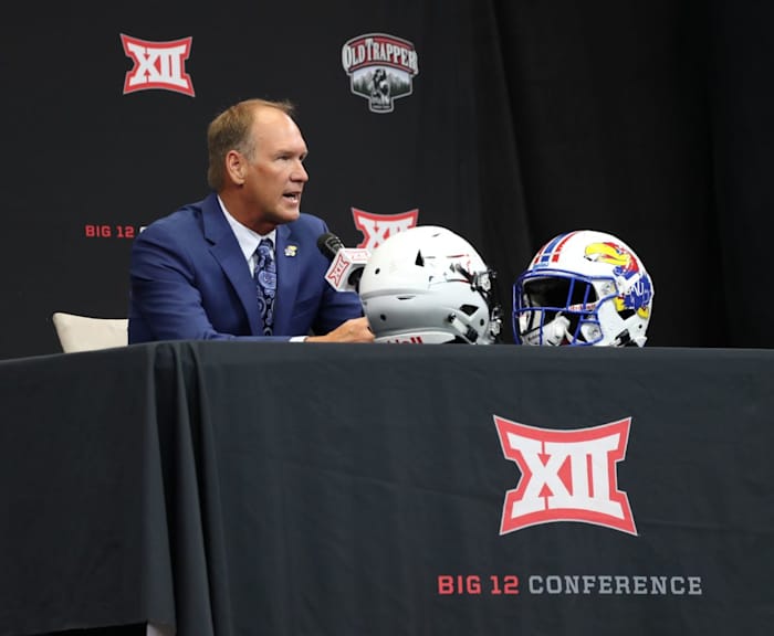 Lance Leipold, Kansas head coach, at the 2022 Big 12 Media Days.